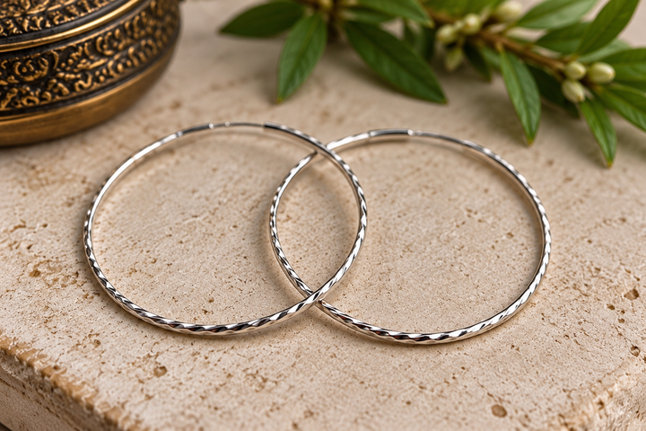 Sterling Silver Twisted Hoop Earrings – 5cm