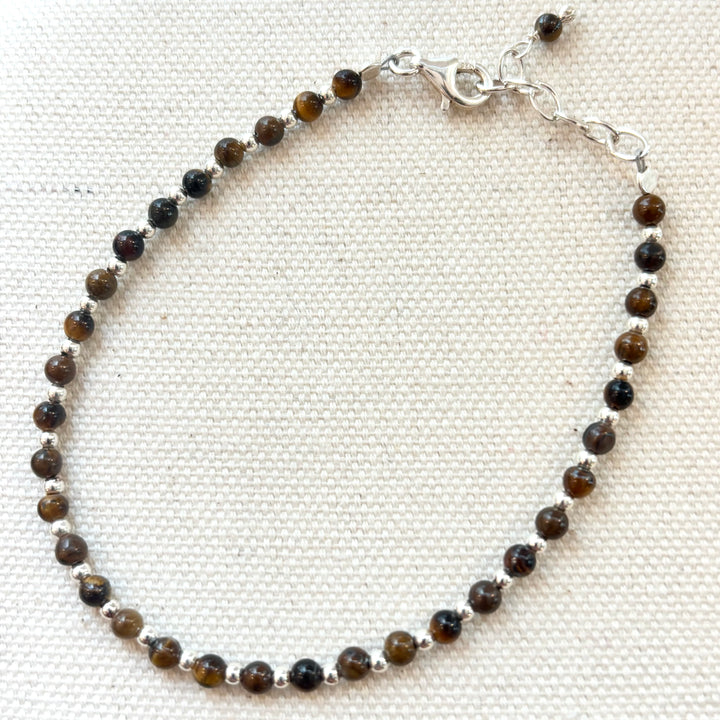 Tiger’s Eye and Sterling Silver Bead Bracelet