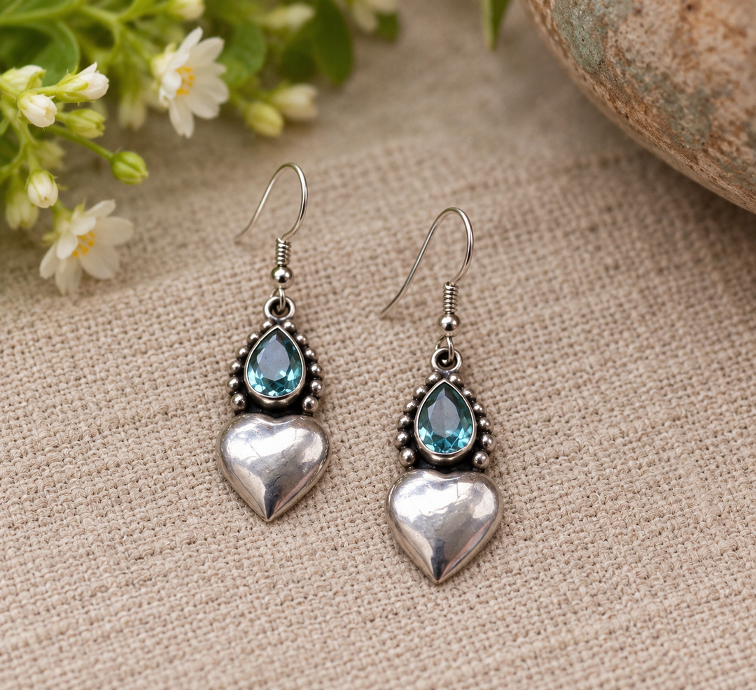 Sterling Silver Blue Topaz Drop Earrings