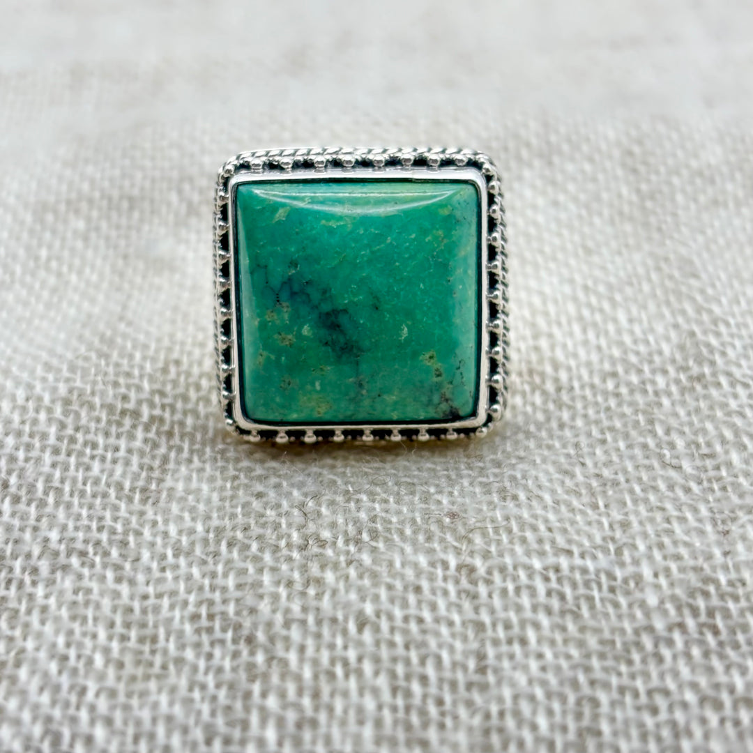 Turquoise Statement Ring – Square Turquoise Sterling Silver Ring