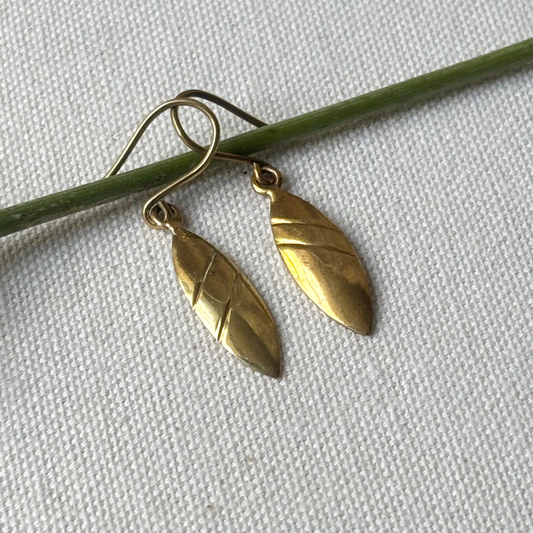 Handmade Panchadhatu Leaf Drop Earrings