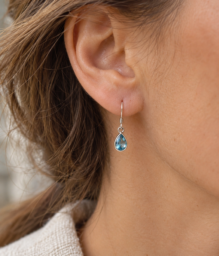 Blue Topaz Teardrop Sterling Silver Earrings