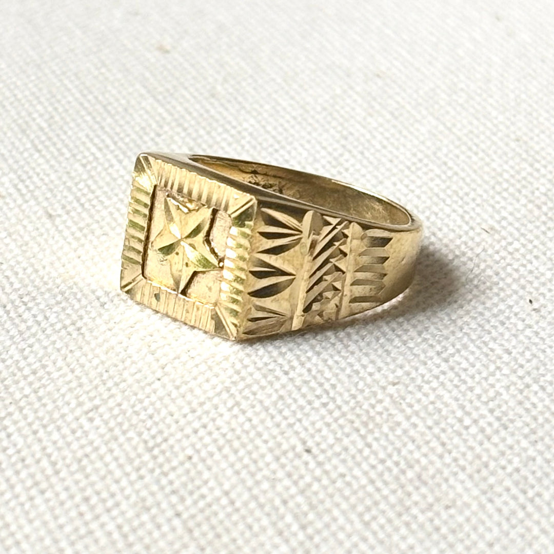 Handmade Panchadhatu Engraved Signet Ring