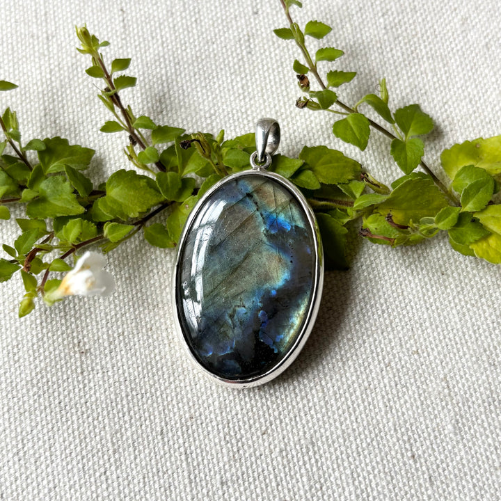 Labradorite Sterling Silver Oval Pendant