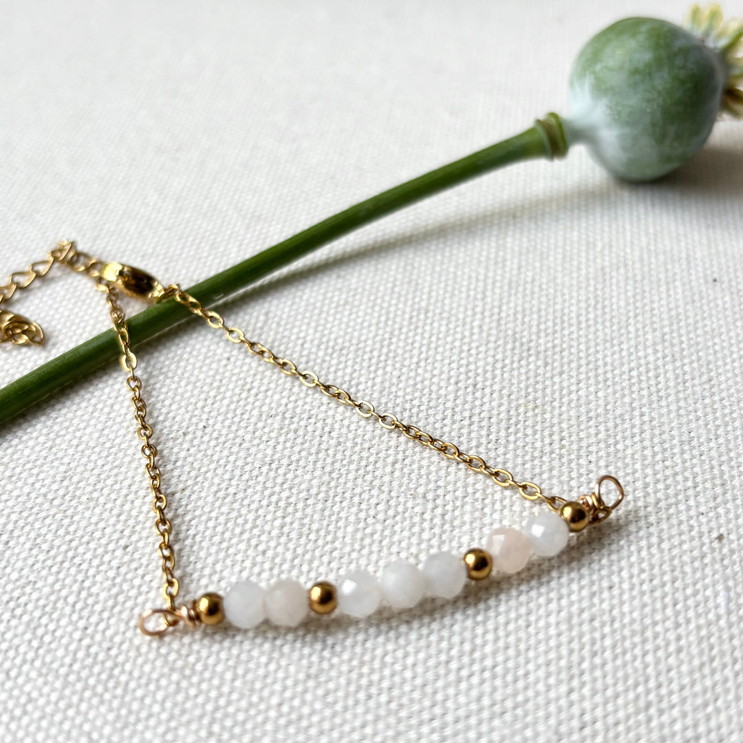 Moonstone & Gold Bead Bracelet