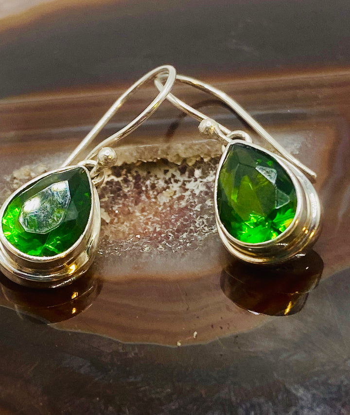 Green Obsidian Teardrop Earrings