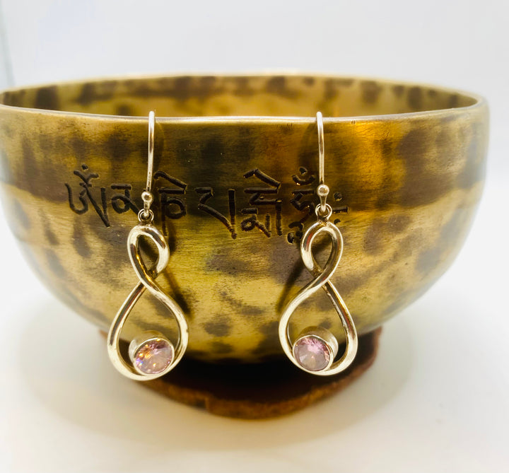 Pink Zirconia Swirl Earrings