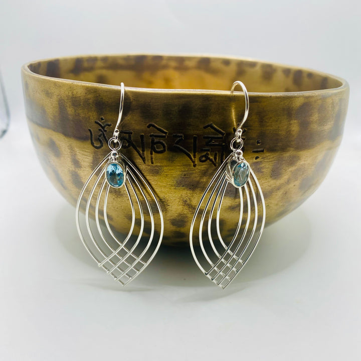 Blue Topaz Crossover Earrings