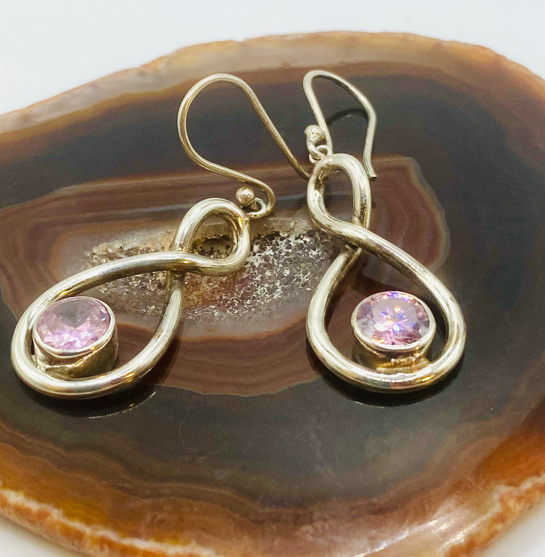 Pink Zirconia Swirl Earrings