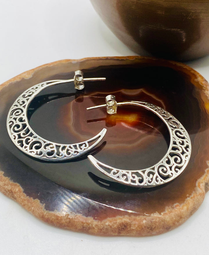 Filigree Moon Earrings