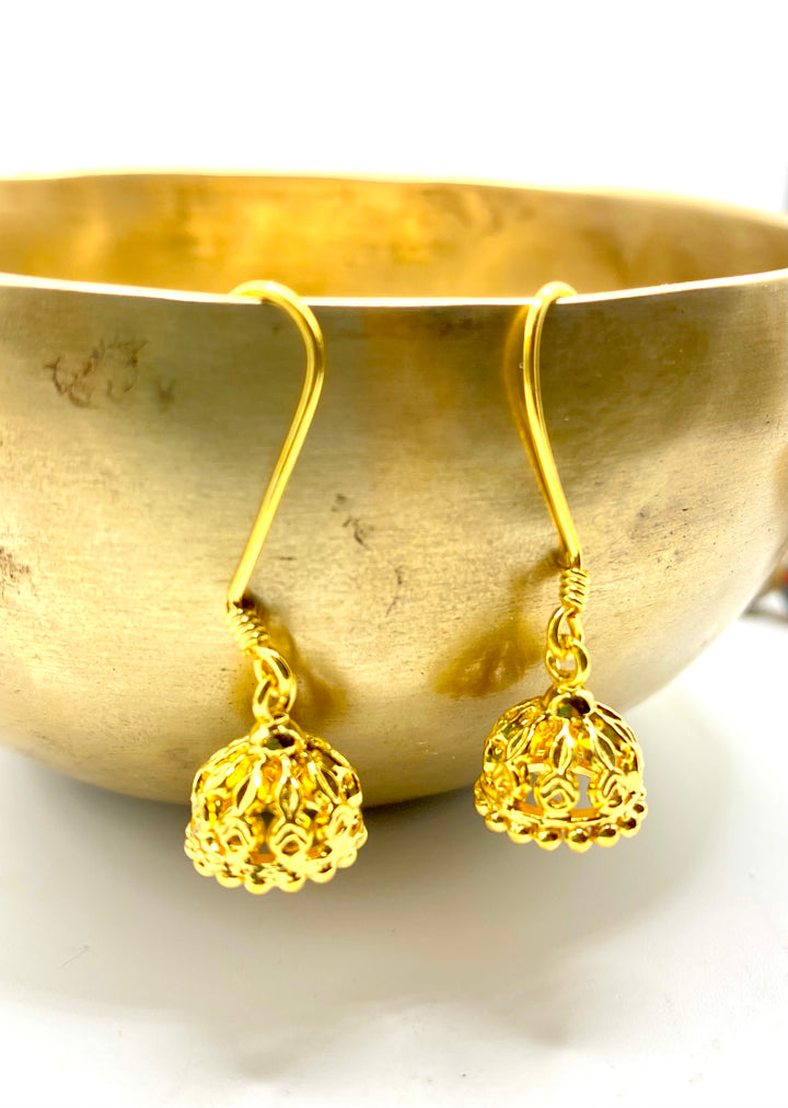 Golden Filigree Bell Earrings