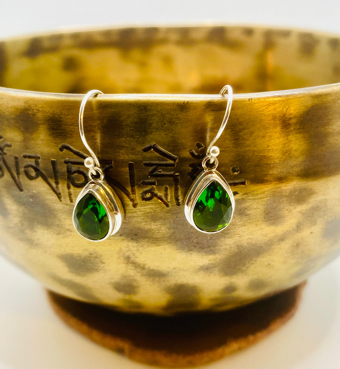 Green Obsidian Teardrop Earrings