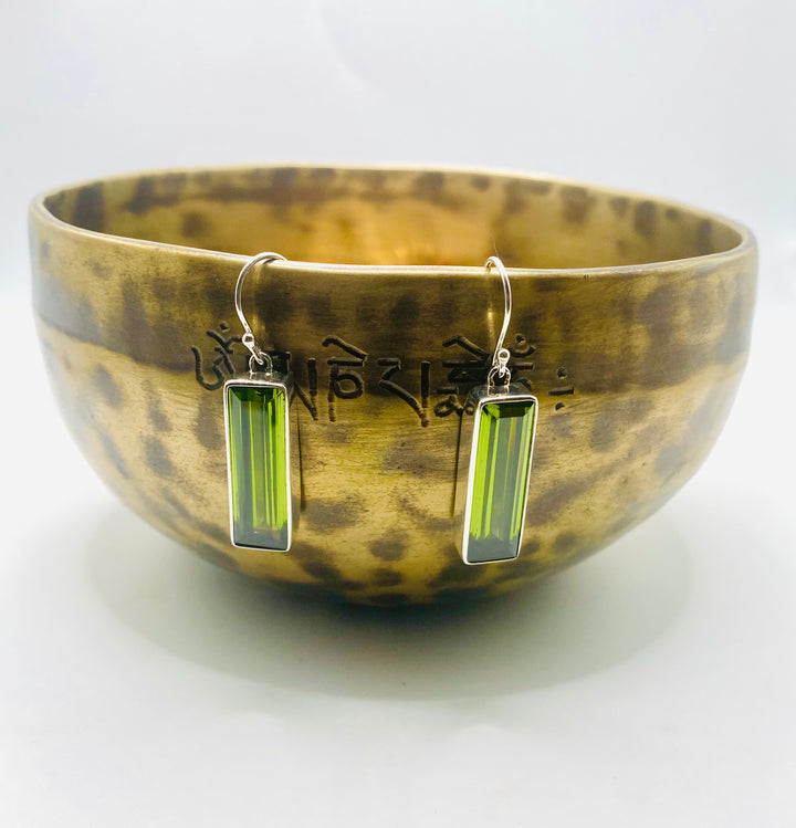 Green Obsidian Rectangular Earrings