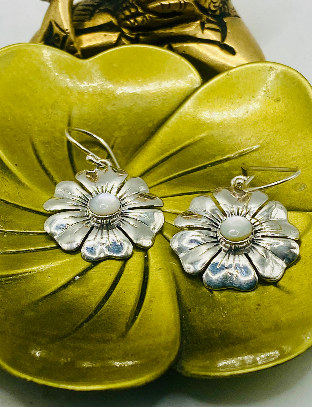 Flower Earrings with Moonstone