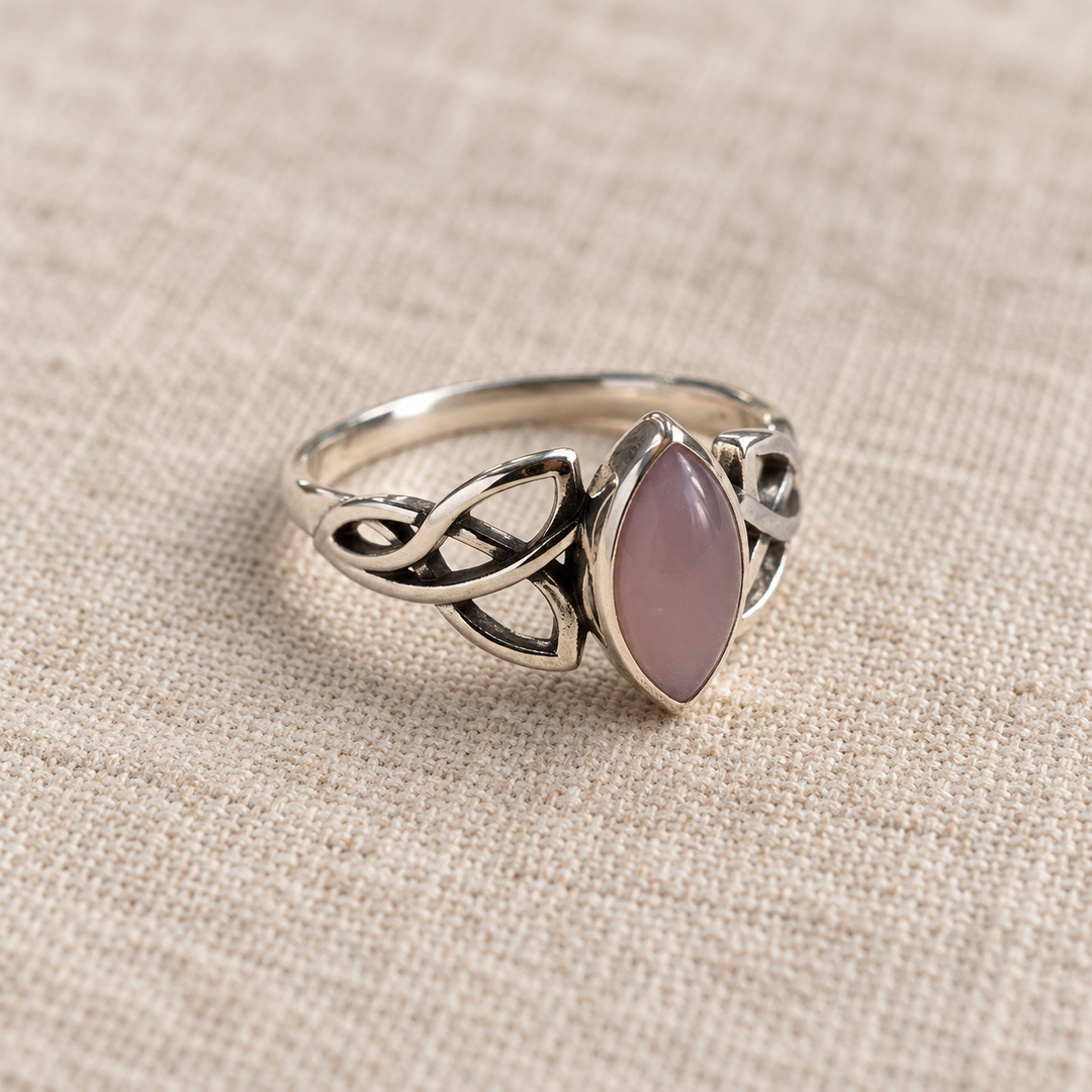 Delicate Rose Quartz Sterling Silver Ring – Size L