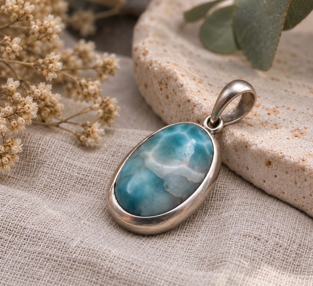 Larimar & Sterling Silver Pendant