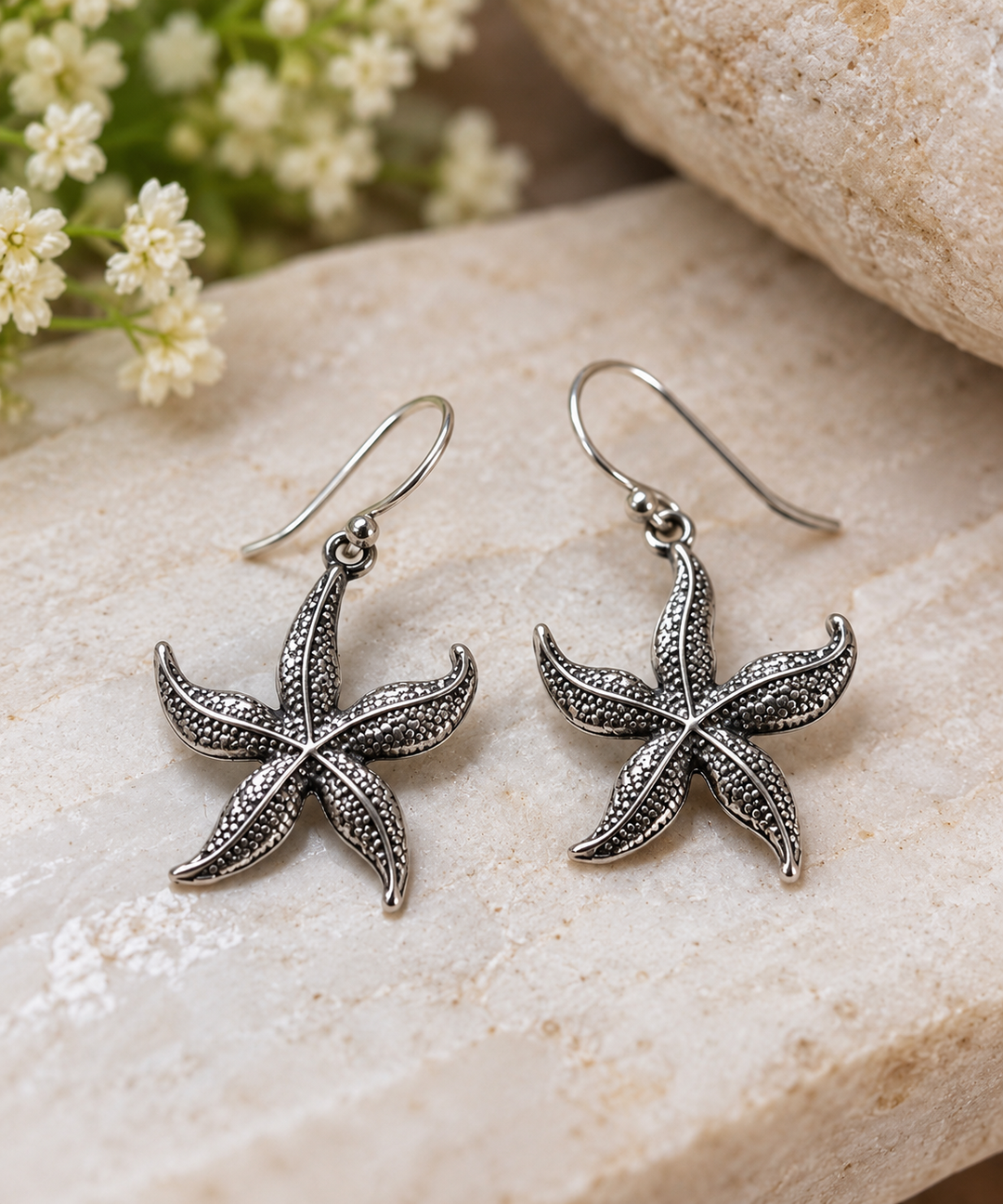 Sterling Silver Starfish Drop Earrings
