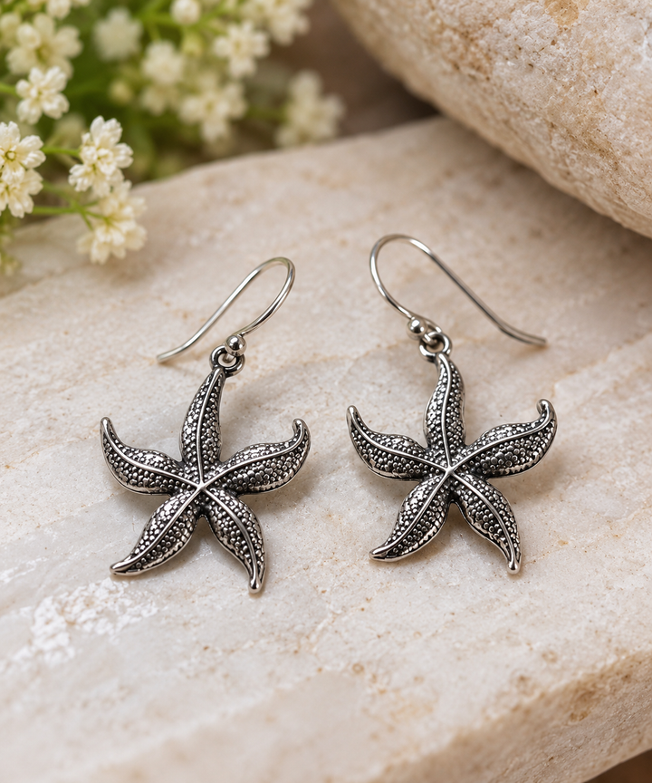 Sterling Silver Starfish Drop Earrings