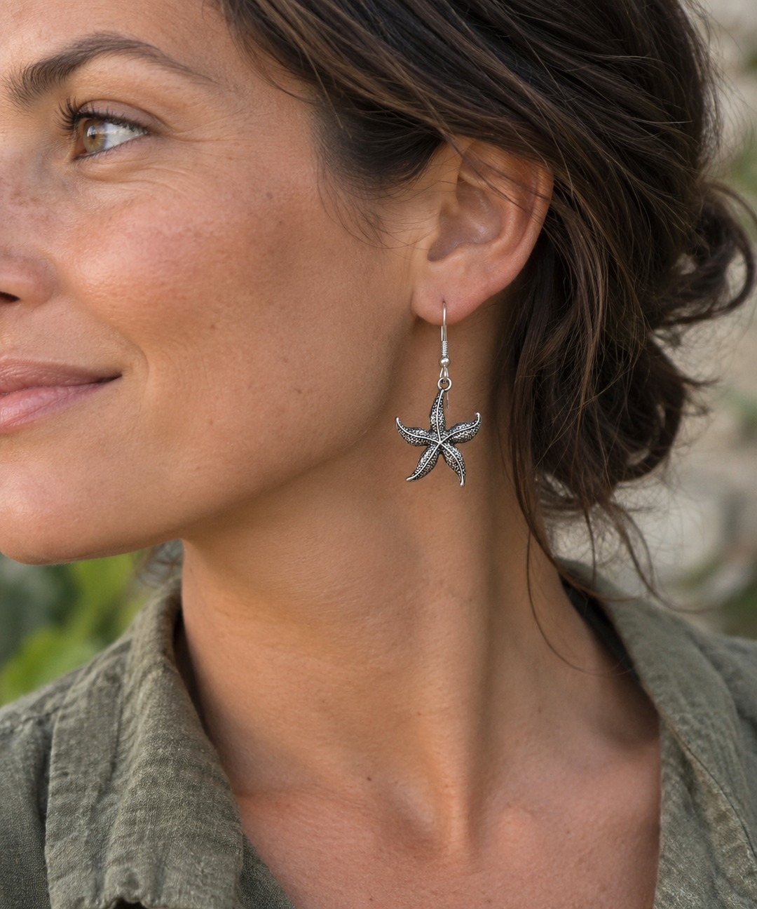 Sterling Silver Starfish Drop Earrings