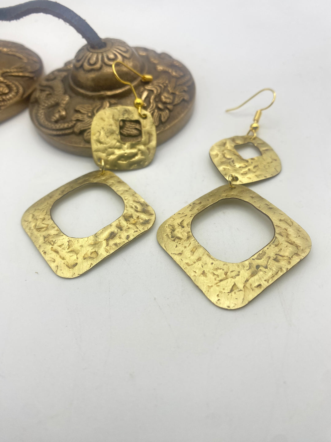 Hammered Brass Earrings