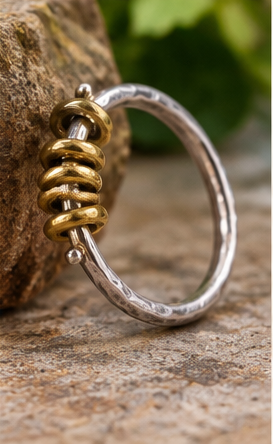 Handmade Silver and Brass Spinning Ring