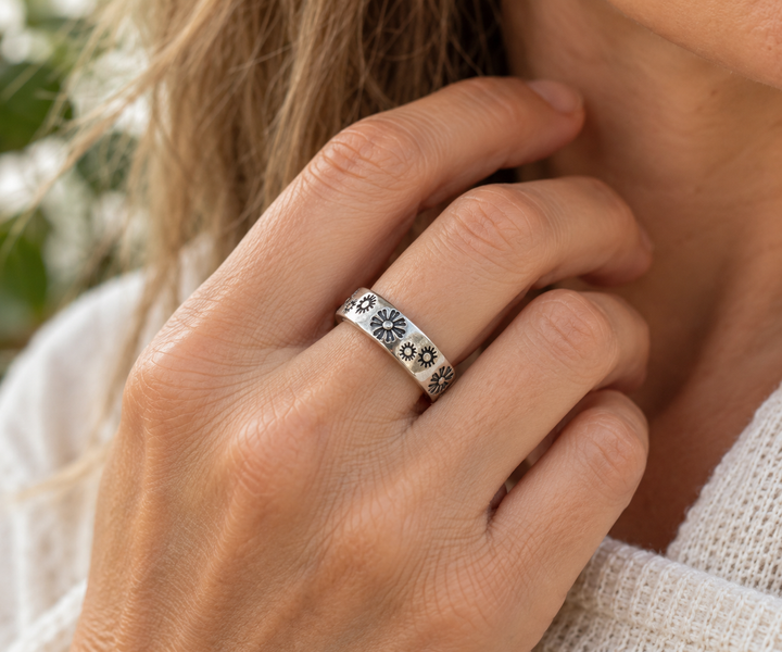 Handmade Sterling Silver Daisy & Flower Ring