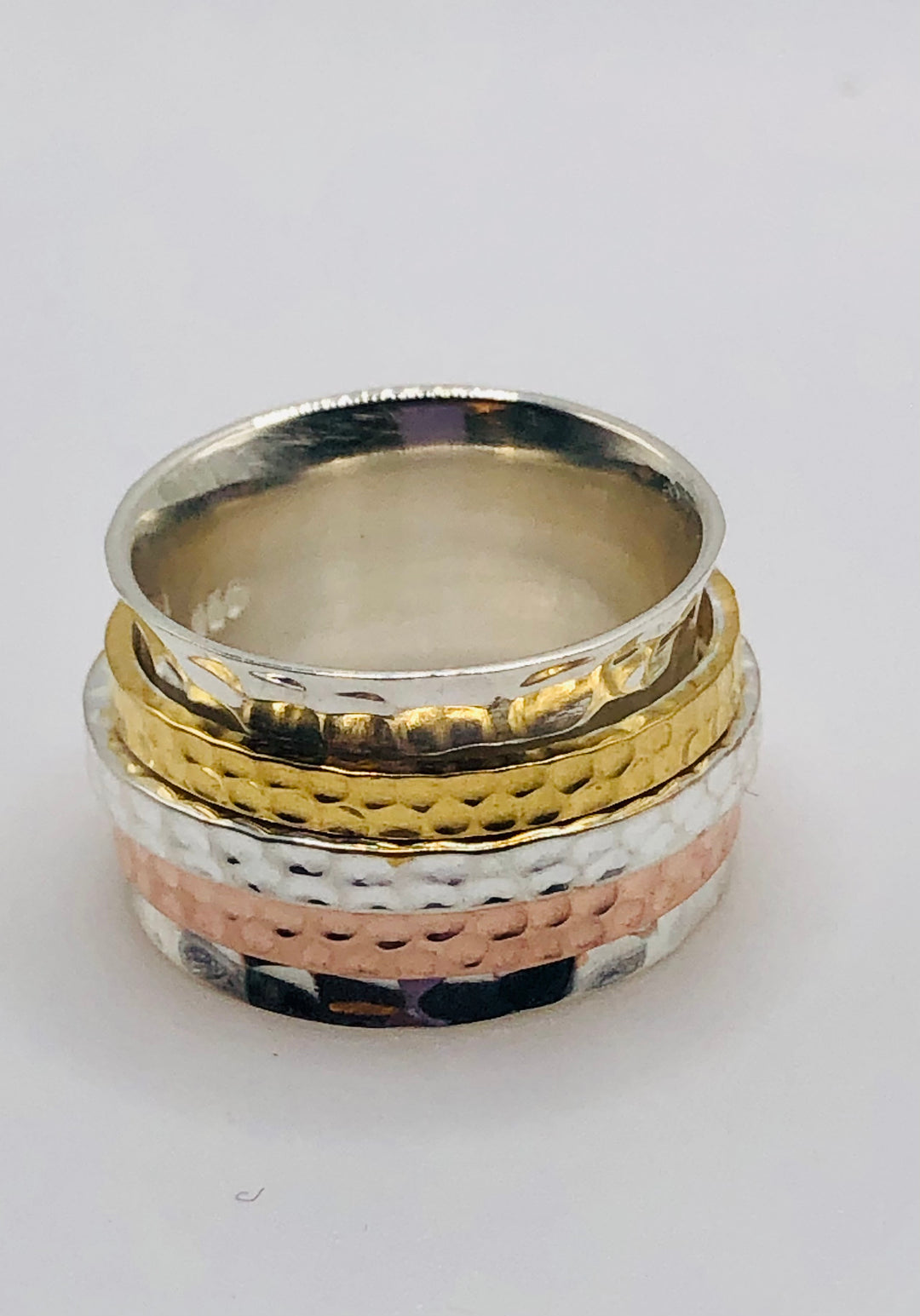 Silver, Copper and Brass Spin Ring
