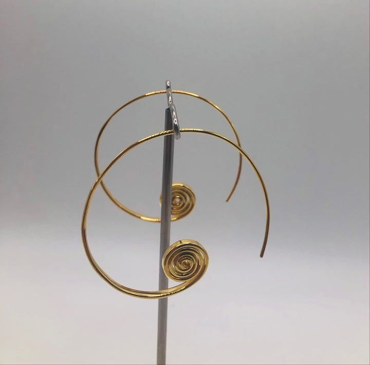 Large Gold Plated Spiral Hoop Earrings