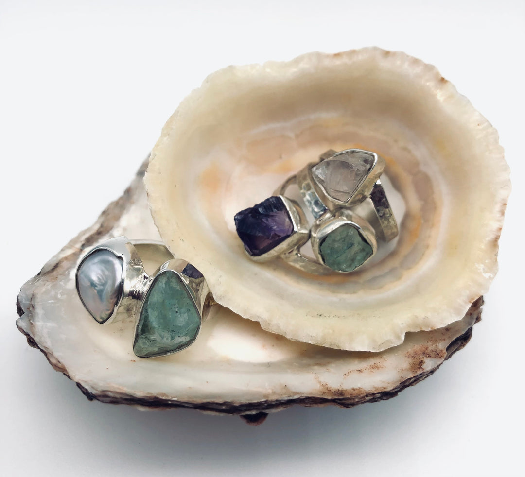 Triple Raw Stone Ring