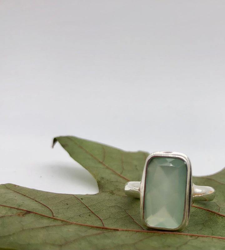 Green Faceted Chalcedony Ring