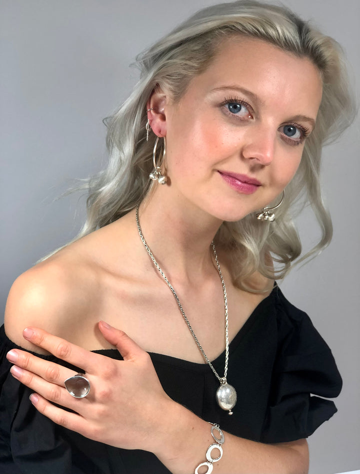 Green Obsidian Teardrop Ring