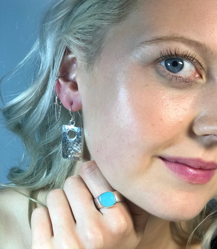 Blue Faceted Chalcedony Ring
