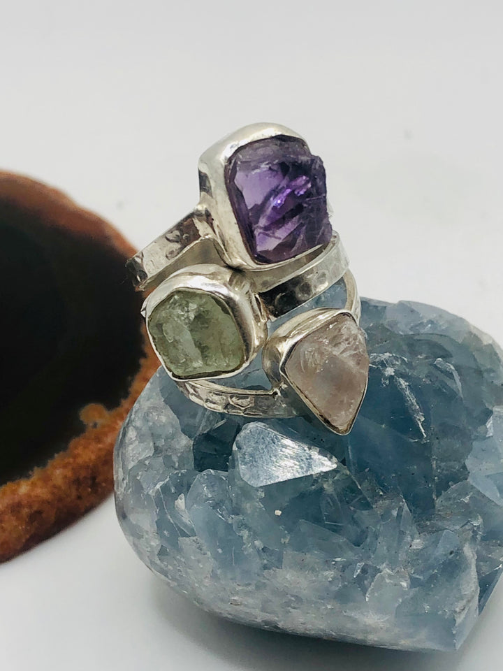 Triple Raw Stone Ring