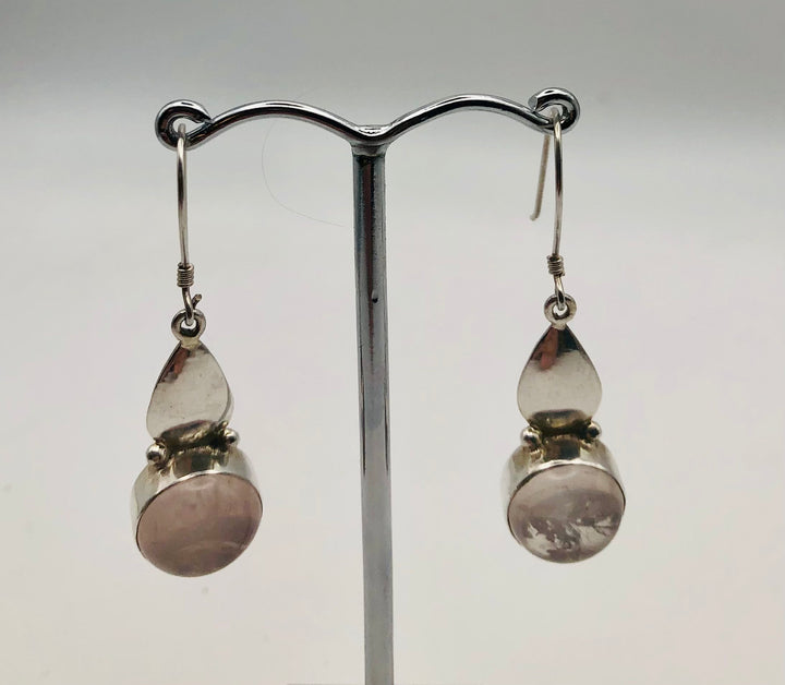 Rose Quartz Leaf Earrings