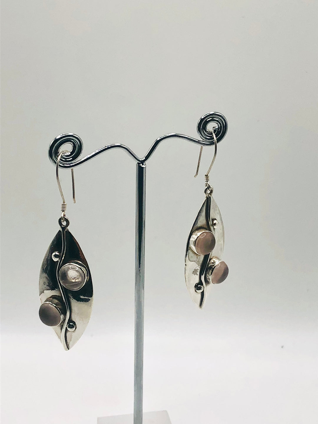 Rose Quartz Leaf Earrings