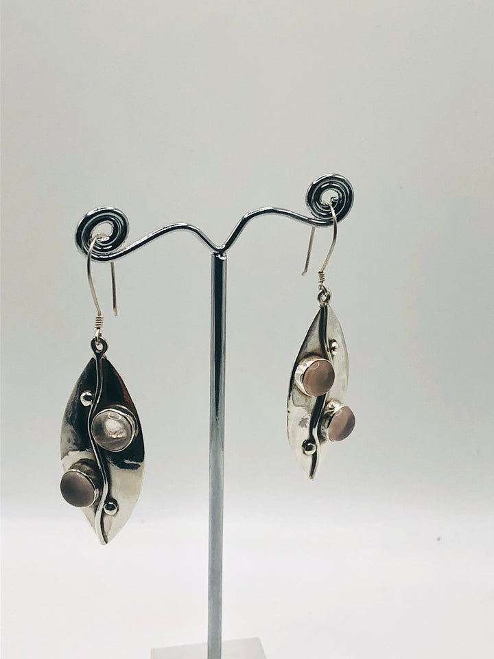 Rose Quartz Leaf Earrings