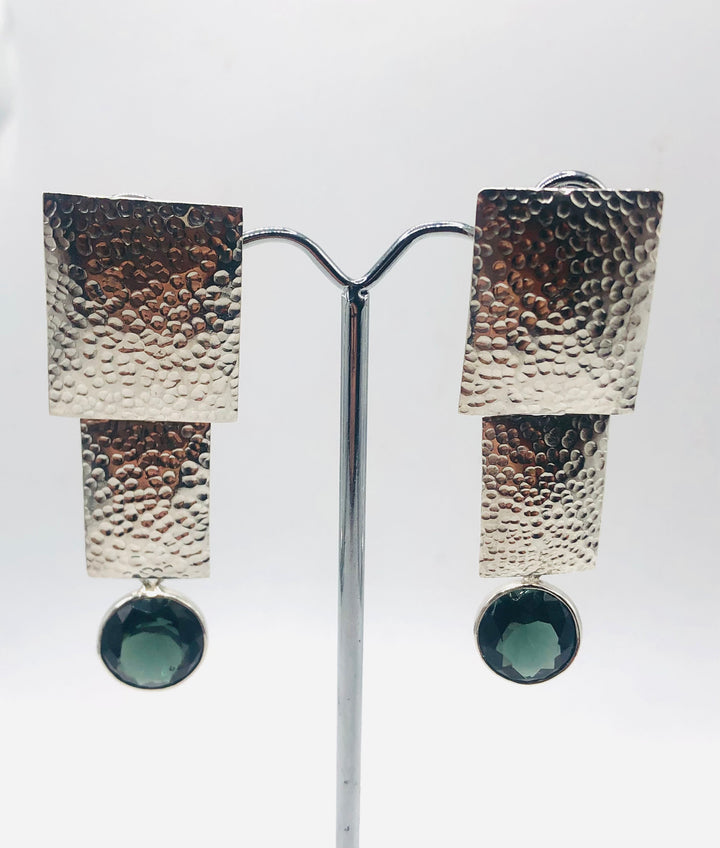 Statement Earrings with Green Obsidian