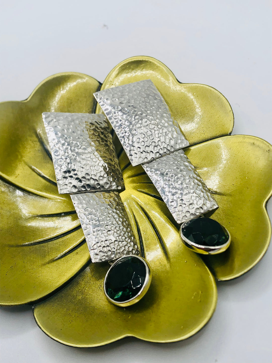 Statement Earrings with Green Obsidian