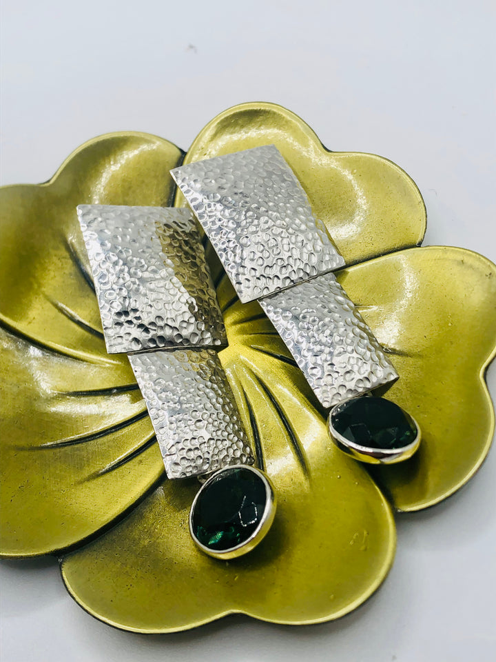 Statement Earrings with Green Obsidian