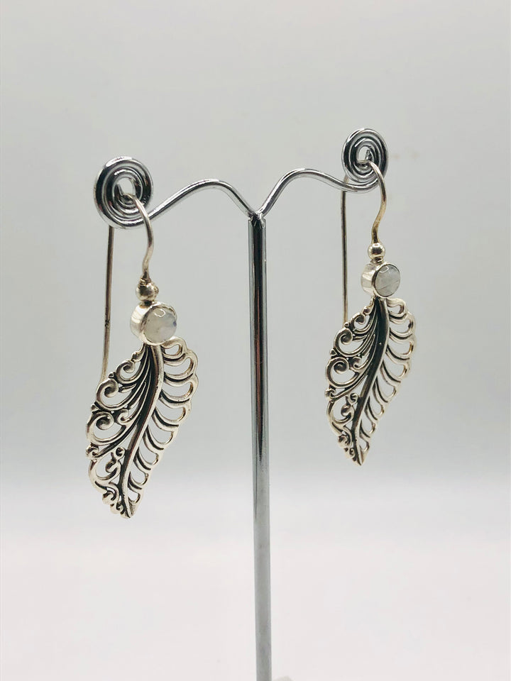 Moonstone Leaf Earrings