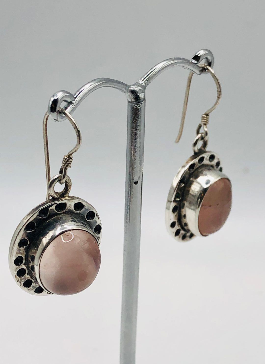 Rose Quartz Hammered Earrings