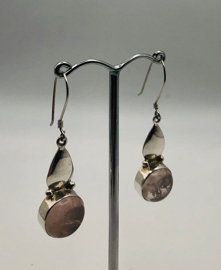 Rose Quartz Leaf Earrings