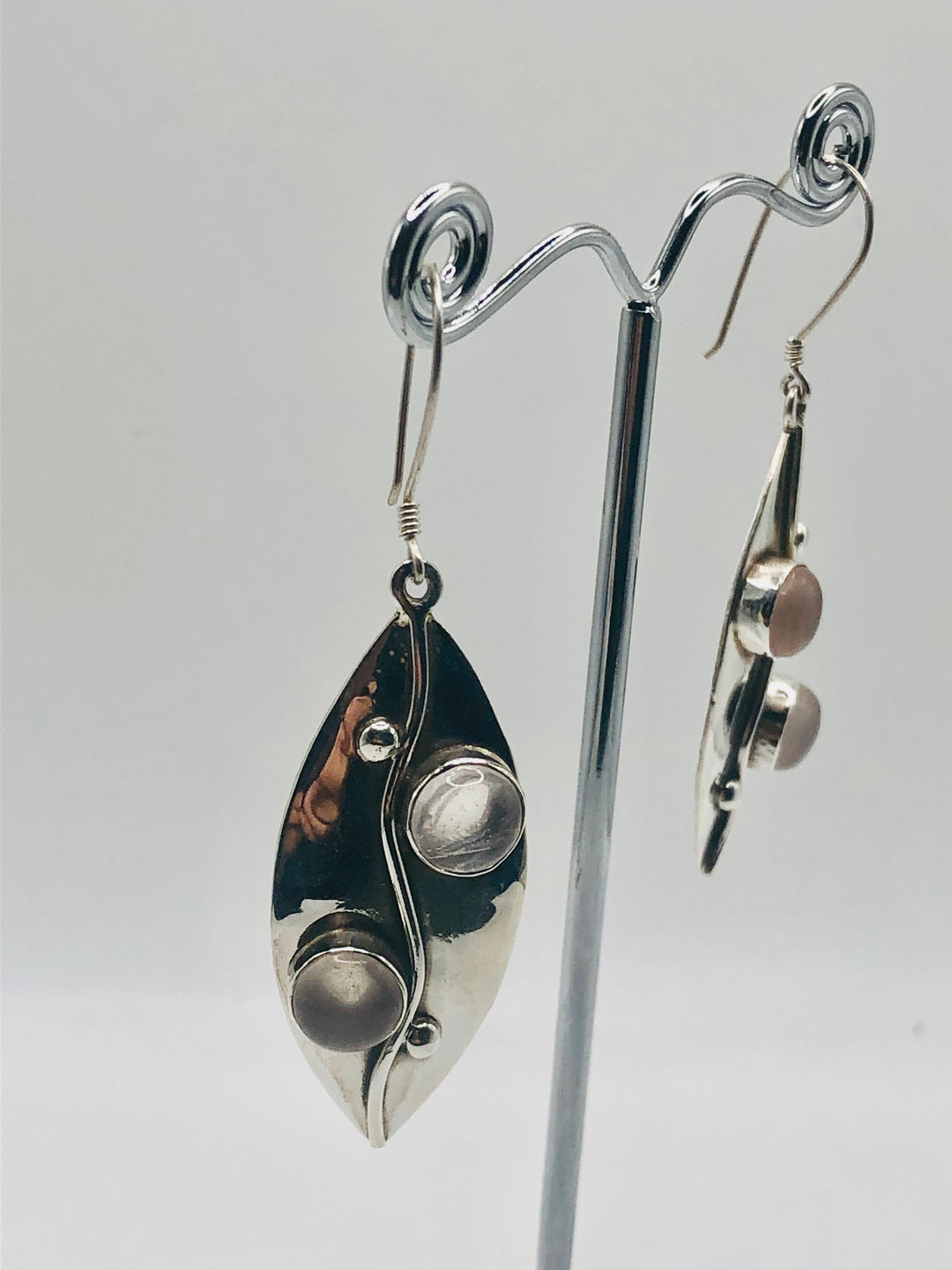 Rose Quartz Leaf Earrings