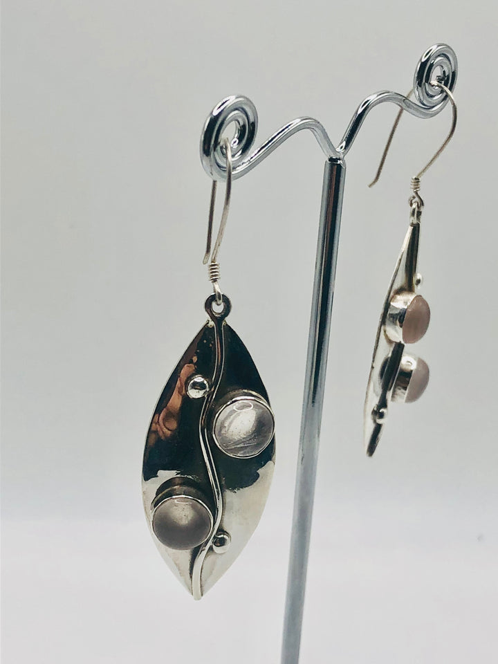 Rose Quartz Leaf Earrings