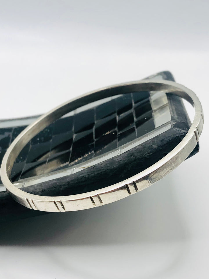 Etched Silver Bangle
