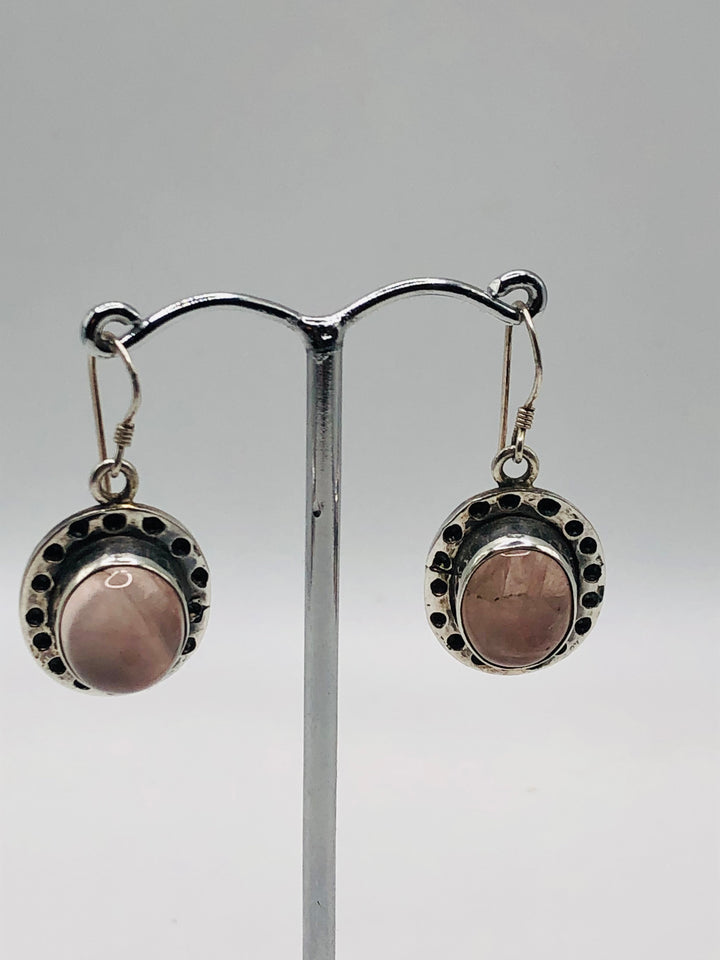 Rose Quartz Hammered Earrings