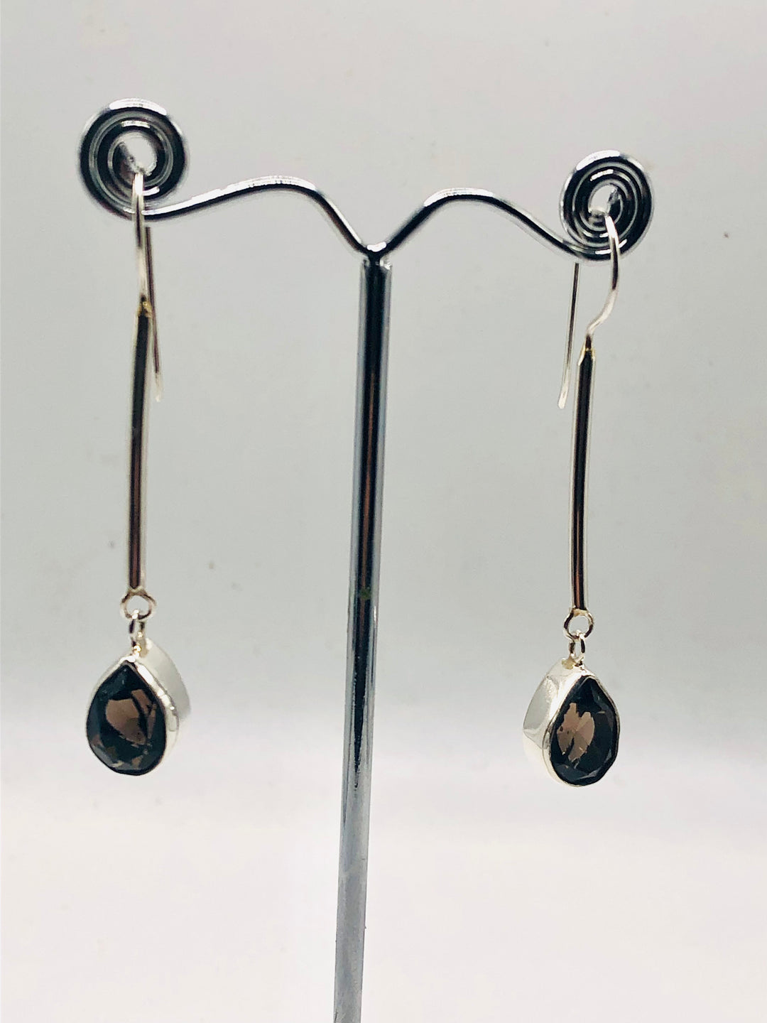Long Smoky Topaz Earrings