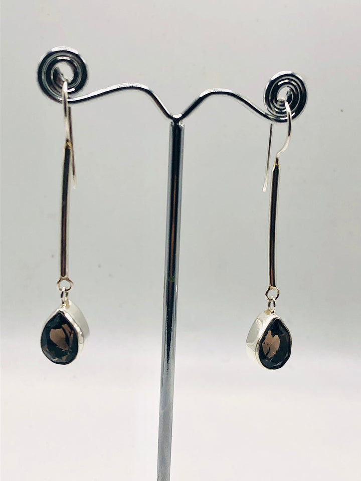 Long Smoky Topaz Earrings