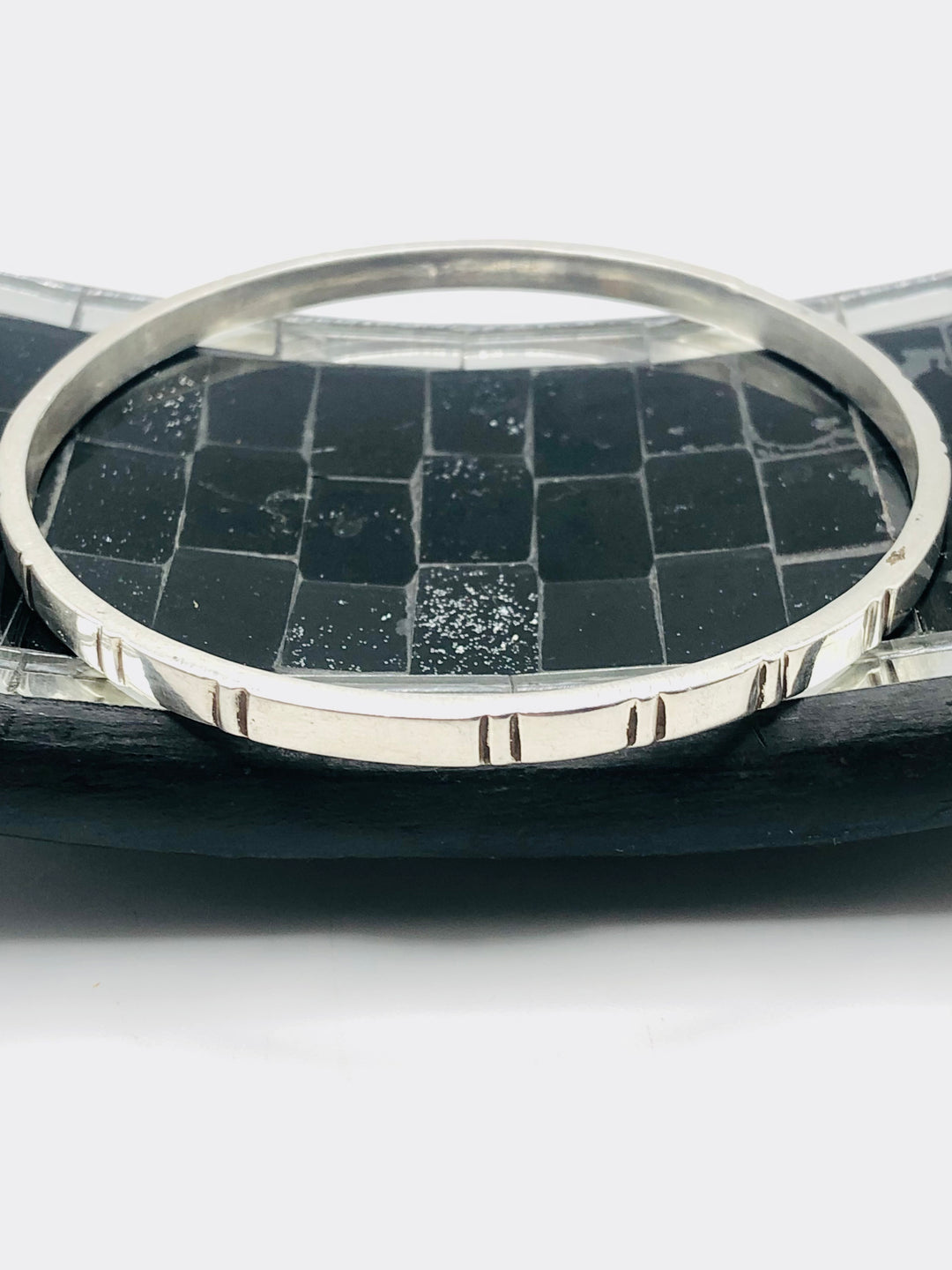 Etched Silver Bangle