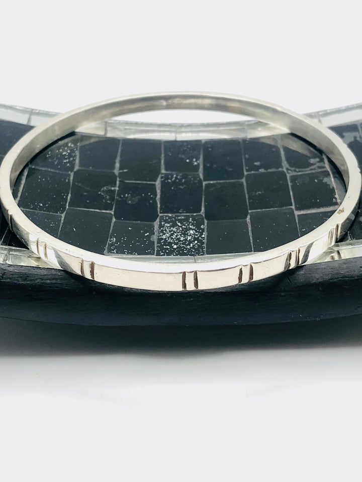 Etched Silver Bangle